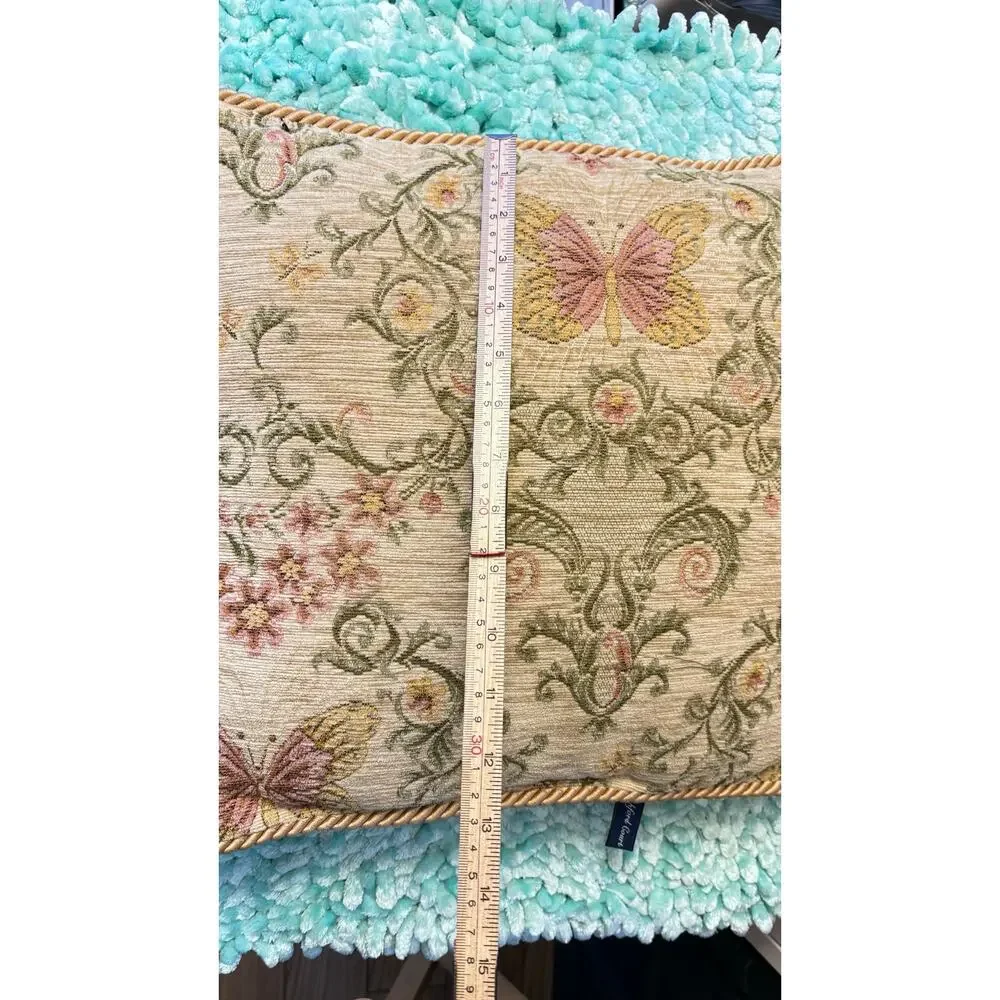 Ashford Court Vintage tapestry pillow cushion floral embroider velvet gold trim